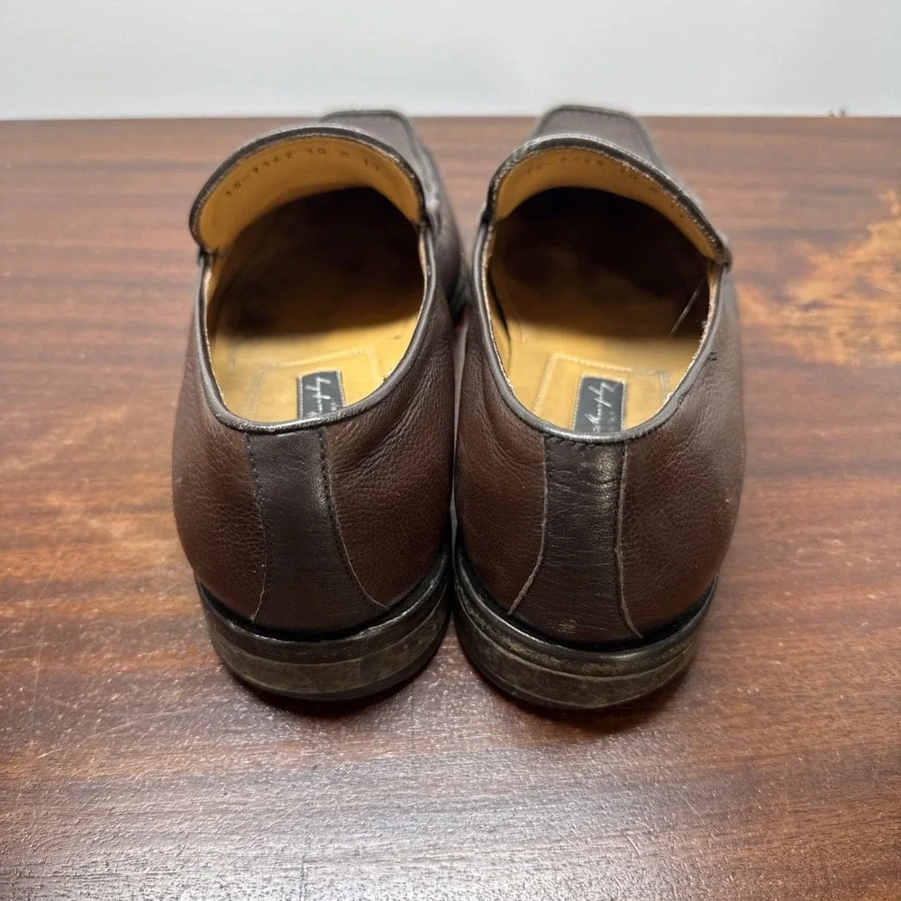 Johnston & Murphy Brown Pebbled Leather Horsebit Loafers Hand Crafted Italy 10M
